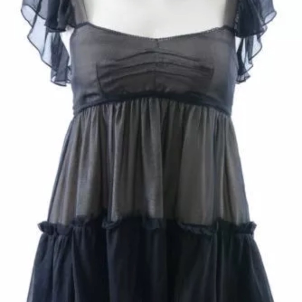 Dolce & Gabbana Black ruffle fringe blouse sz 42